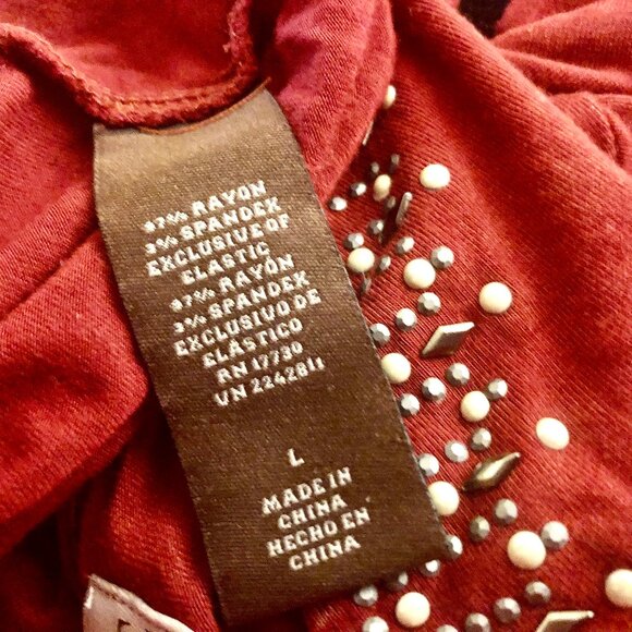 Knox Rose Blouse Top Bohemian Beaded V Neck Asymmetrical Hem size large - Picture 10 of 10